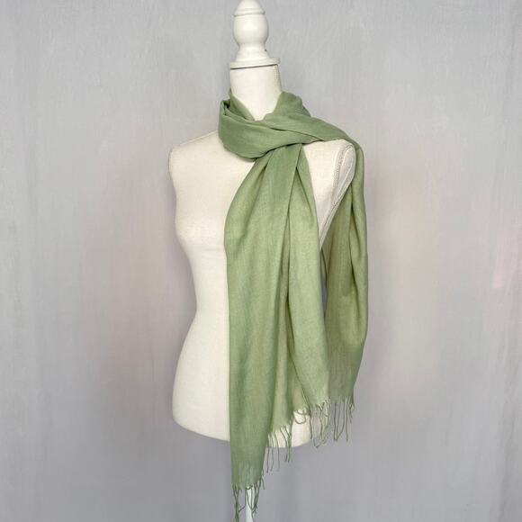 Light Green Fringe Scarf Shawl Wrap - Picture 1 of 8